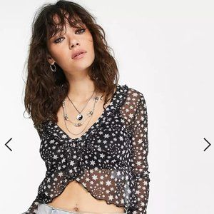 Free People marne top with tie front in star print